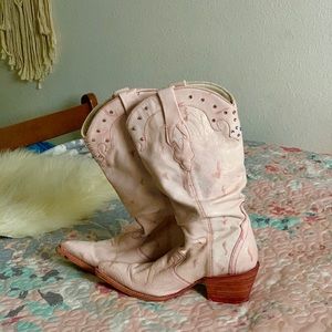 Pink western leather boots